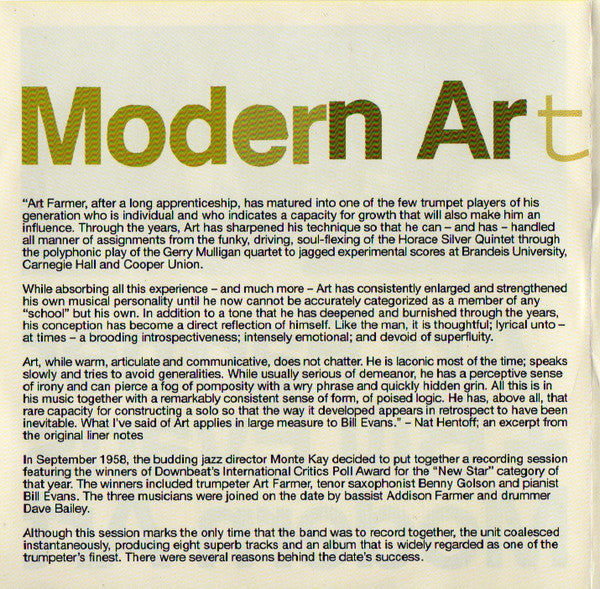 Art Farmer + Bill Evans : Modern Art (CD, Album, RE)