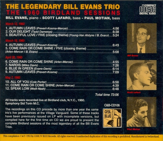 The Bill Evans Trio : The 1960 Birdland Sessions (CD, Comp)
