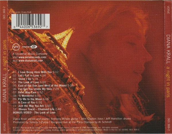Diana Krall : A Night In Paris (CD, Album, Enh, RE, S/Edition, EDC)
