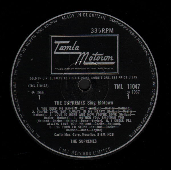 The Supremes : The Supremes Sing Motown (LP, Album, Mono)
