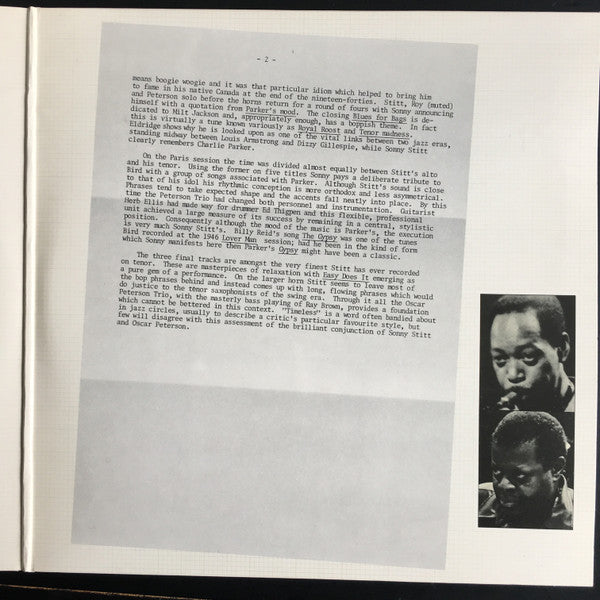 Sonny Stitt / Oscar Peterson : Sittin' In (2xLP, Album, Comp, RE)
