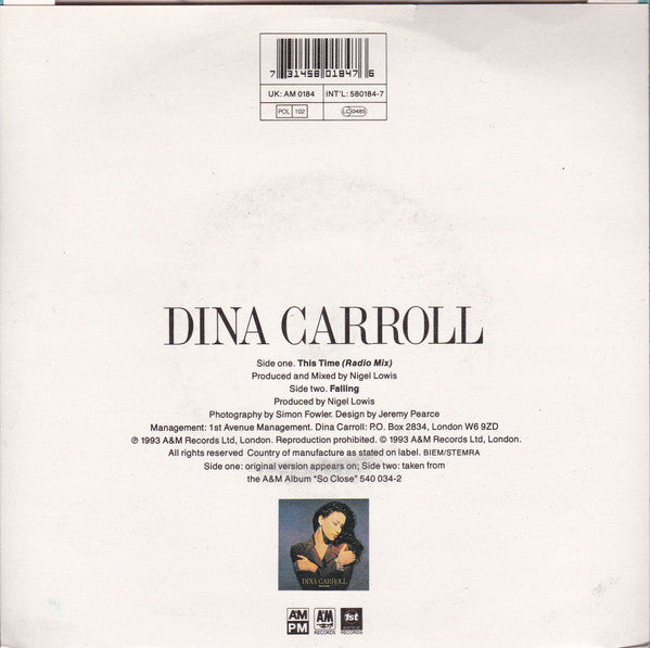 Dina Carroll : This Time (7")