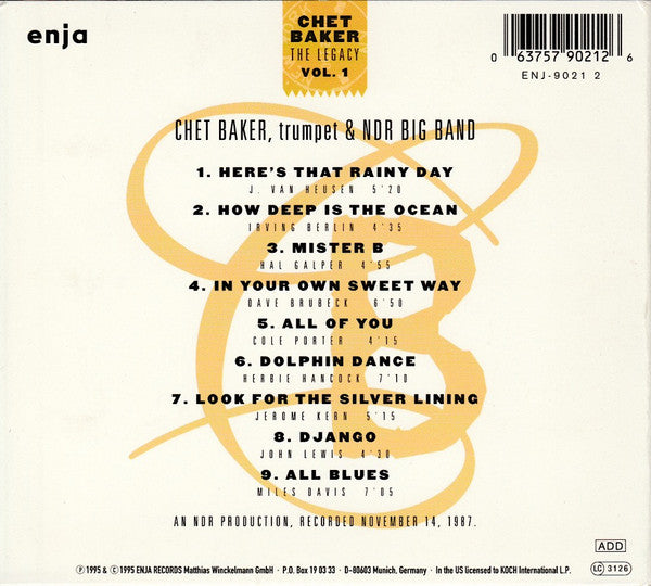 Chet Baker : The Legacy (CD, Album)