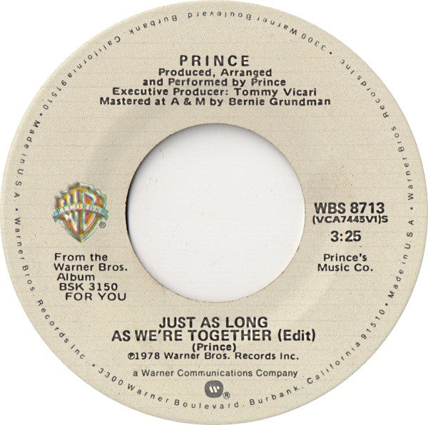 Prince : Just As Long As We're Together (7", Spe)