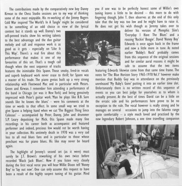 Fleetwood Mac, Otis Spann, Willie Dixon, J.T. Brown, David "Honeyboy" Edwards, S.P. Leary : Blues Jam In Chicago - Volume Two (CD, Album, RE, RM)