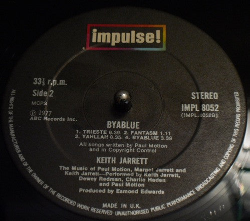 Keith Jarrett : Byablue (LP, Album)
