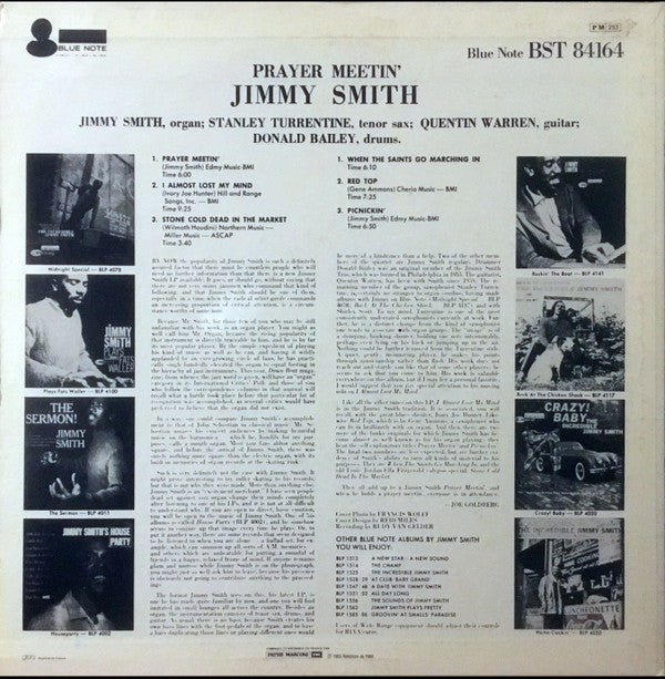 Jimmy Smith  With Stanley Turrentine : Prayer Meetin' (LP, Album, RE)
