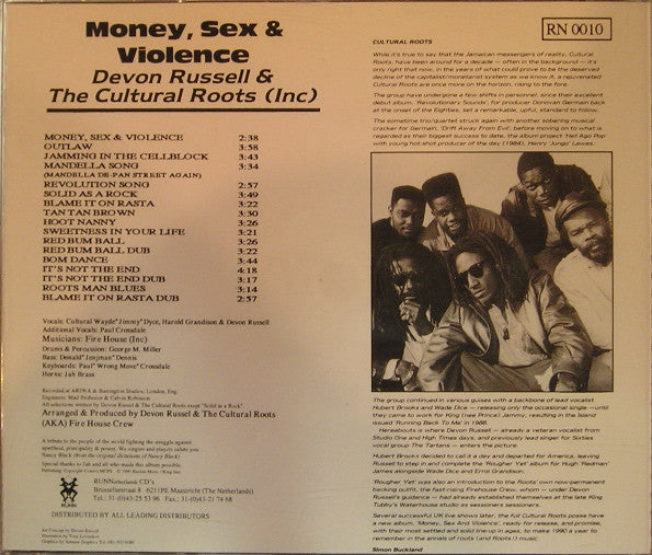 Devon Russell & Cultural Roots : Money, Sex & Violence (CD, Album)
