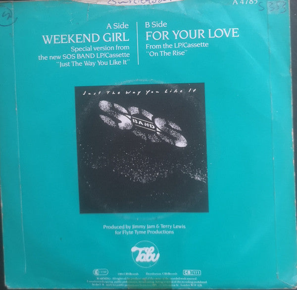 The S.O.S. Band : Weekend Girl (7", Single, Blu)