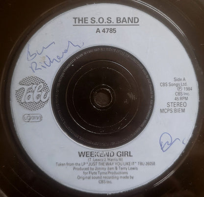 The S.O.S. Band : Weekend Girl (7", Single, Blu)