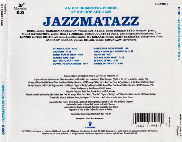 Guru : Jazzmatazz (Volume 1) (CD, Album, Cap)