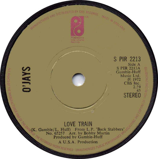 O'Jays* : Love Train /  Who Am I (7", RE, Sol)