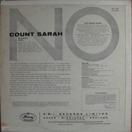 Sarah Vaughan : No Count Sarah (LP, Album, Mono)