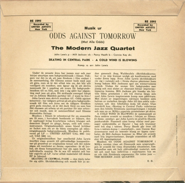 The Modern Jazz Quartet : Music From Odds Against Tomorrow (7", EP)