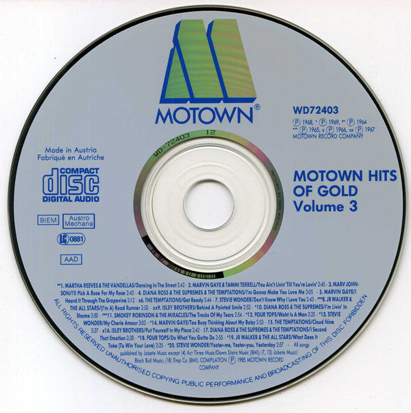 Various : Motown Hits Of Gold Volume 3 (CD, Comp, RE)