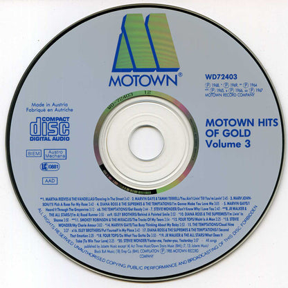 Various : Motown Hits Of Gold Volume 3 (CD, Comp, RE)