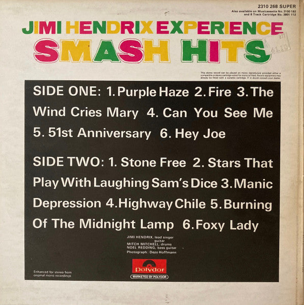 The Jimi Hendrix Experience : Smash Hits (LP, Comp)