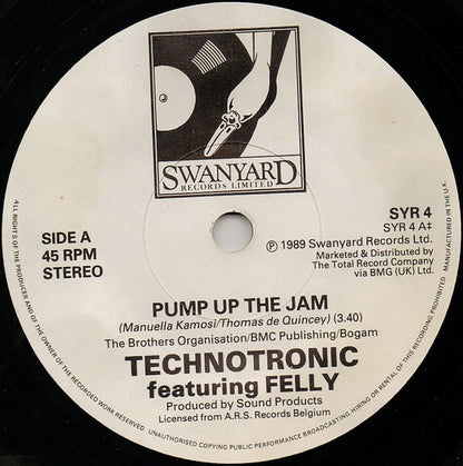Technotronic Featuring Felly : Pump Up The Jam (7", Single, Pap)