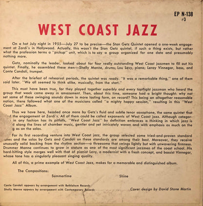 Stan Getz, Shelly Manne, Leroy Vinnegar, Conte Candoli, Lou Levy : West Coast Jazz #3 (7", EP)
