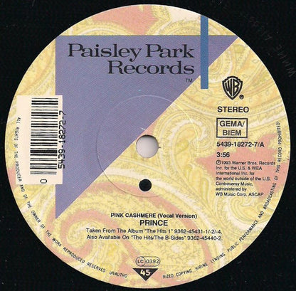 Prince : Pink Cashmere (7", Single, Sma)