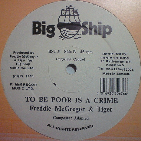 Freddie McGregor : To Be Poor Is A Crime (12")