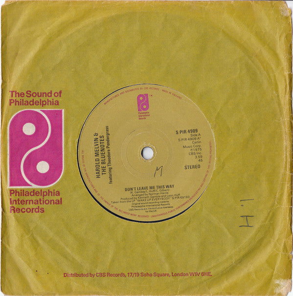 Harold Melvin And The Blue Notes Featuring Teddy Pendergrass : Don't Leave Me This Way (7", Single, Sol)