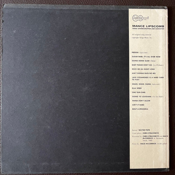 Mance Lipscomb : Texas Sharecropper And Songster (LP, Album)