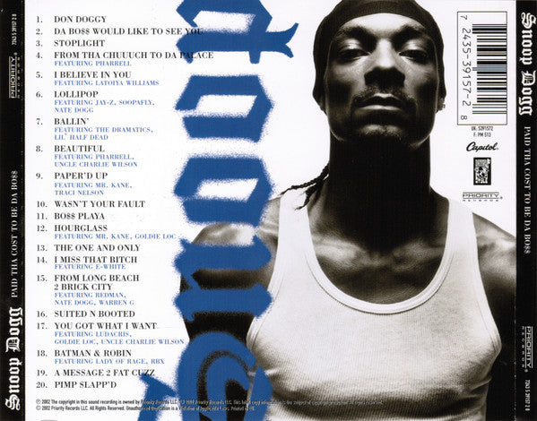 Snoop Dogg : Paid Tha Cost To Be Da Bo$$ (CD, Album)