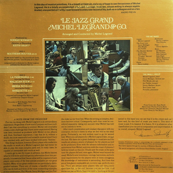 Michel Legrand & Co. : Le Jazz Grand (LP, Album, Gat)