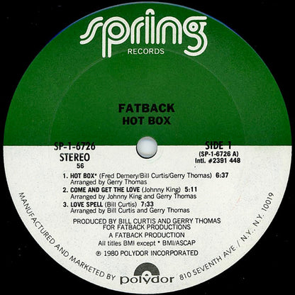 The Fatback Band : Hot Box (LP, Album, 56 )