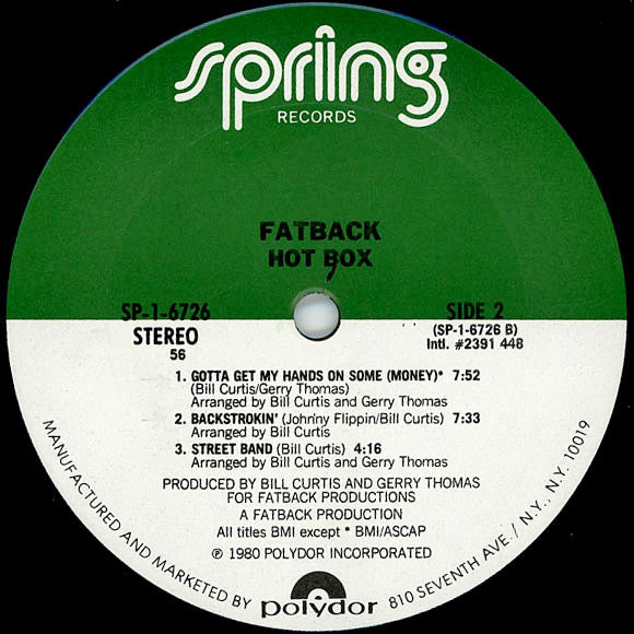 The Fatback Band : Hot Box (LP, Album, 56 )