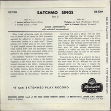 Louis Armstrong With Orchestra* : Satchmo Sings - Part 2 (7", EP)