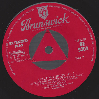 Louis Armstrong With Orchestra* : Satchmo Sings - Part 2 (7", EP)