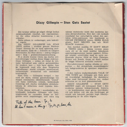 Dizzy Gillespie - Stan Getz Sextet : Talk Of The Town / It Don't Mean A Thing (7", EP)