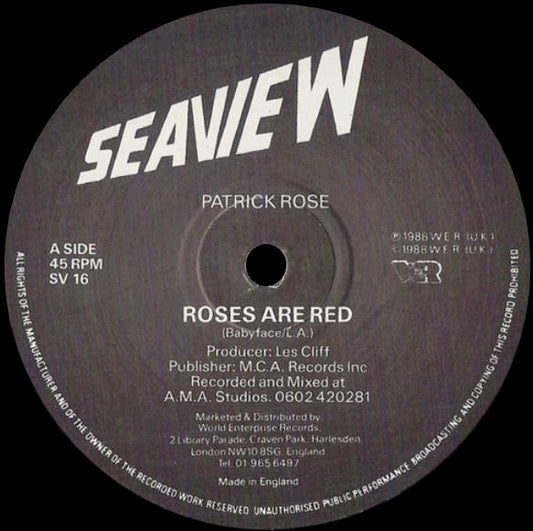 Patrick Rose : Roses Are Red (12")