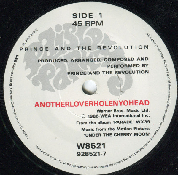 Prince And The Revolution : Anotherloverholenyohead (7", Single)