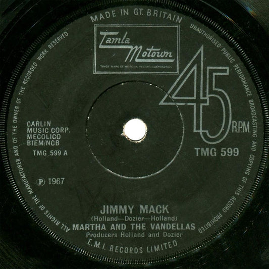 Martha Reeves & The Vandellas : Jimmy Mack (7", Single, RE, Sol)