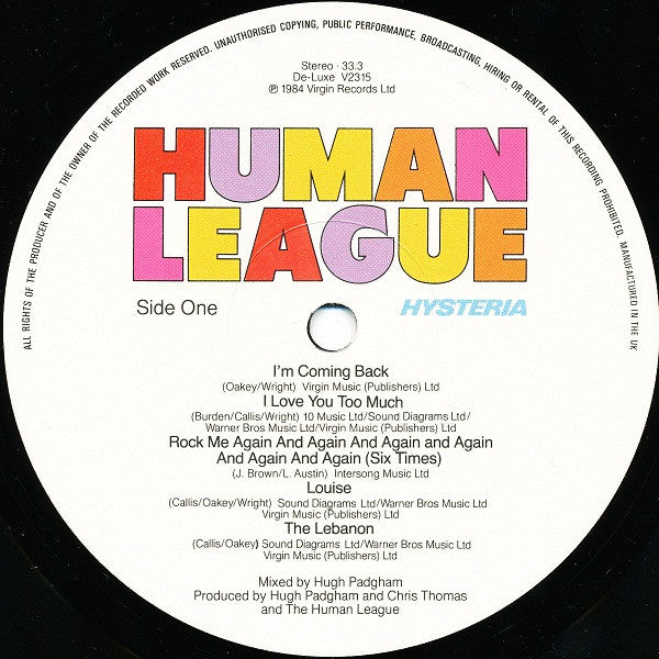 The Human League : Hysteria (LP, Album, Gat)