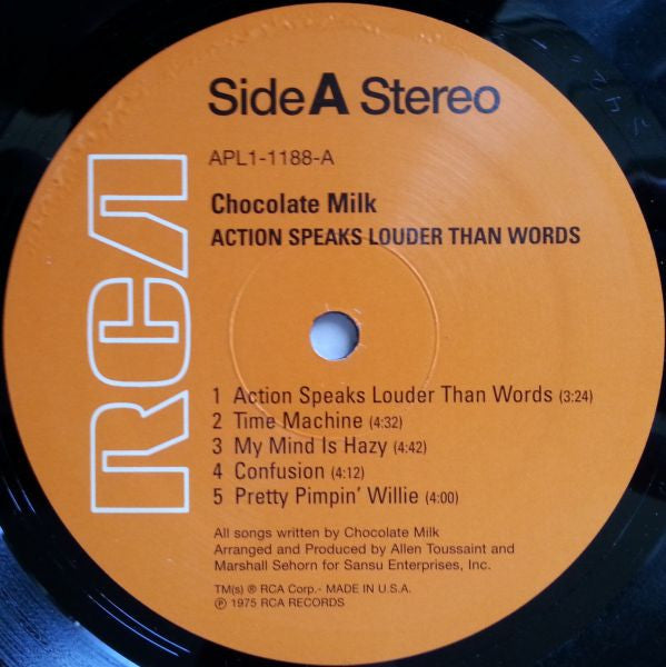 Chocolate Milk (2) : Action Speaks Louder Than Words (LP, Album, RE)
