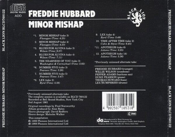Freddie Hubbard : Minor Mishap (CD, Album)