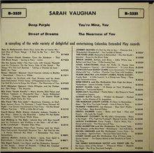 Sarah Vaughan : Deep Purple (7", EP, Styrene)