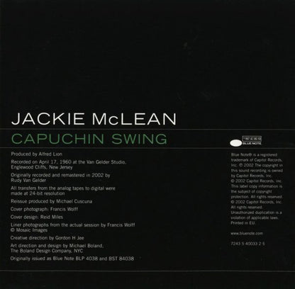 Jackie McLean : Capuchin Swing (CD, Album, RE, RM)
