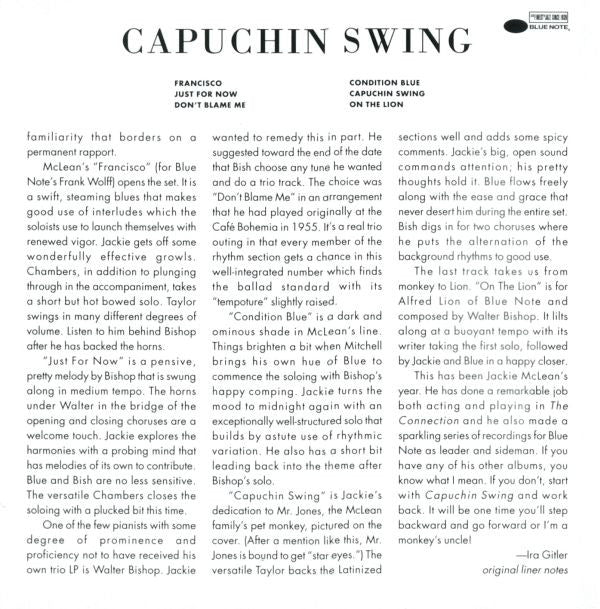 Jackie McLean : Capuchin Swing (CD, Album, RE, RM)