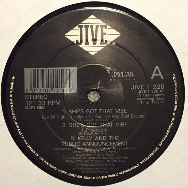 R. Kelly & Public Announcement : She's Got That Vibe (12")