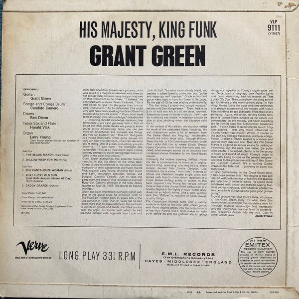 Grant Green : His Majesty, King Funk (LP, Album, Mono)
