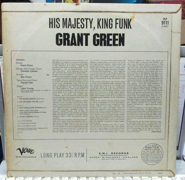Grant Green : His Majesty, King Funk (LP, Album, Mono)