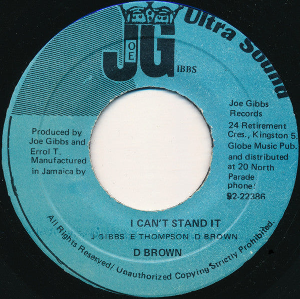 Dennis Brown : I Can't Stand It (7")