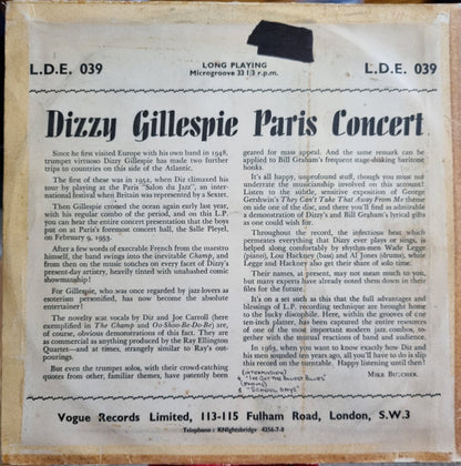 Dizzy Gillespie And His Orchestra : The Fabulous Dizzy Gillespie Pleyel Jazz Concert (Vol. 2) (10")