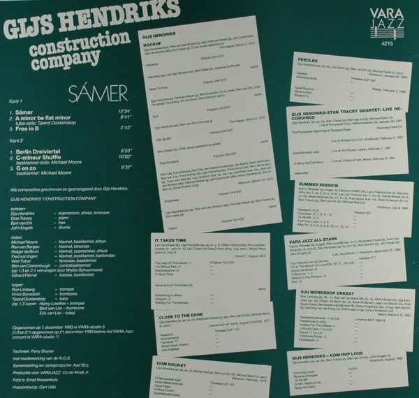 Gijs Hendriks Construction Company : Sámer (LP, Album)