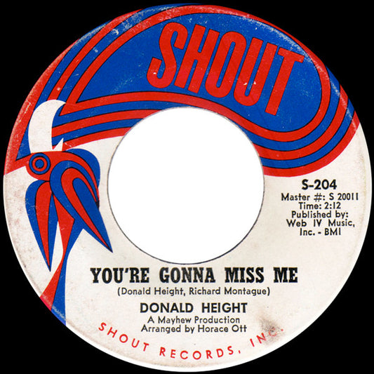 Donald Height : You're Gonna Miss Me / My Baby's Gone (7")